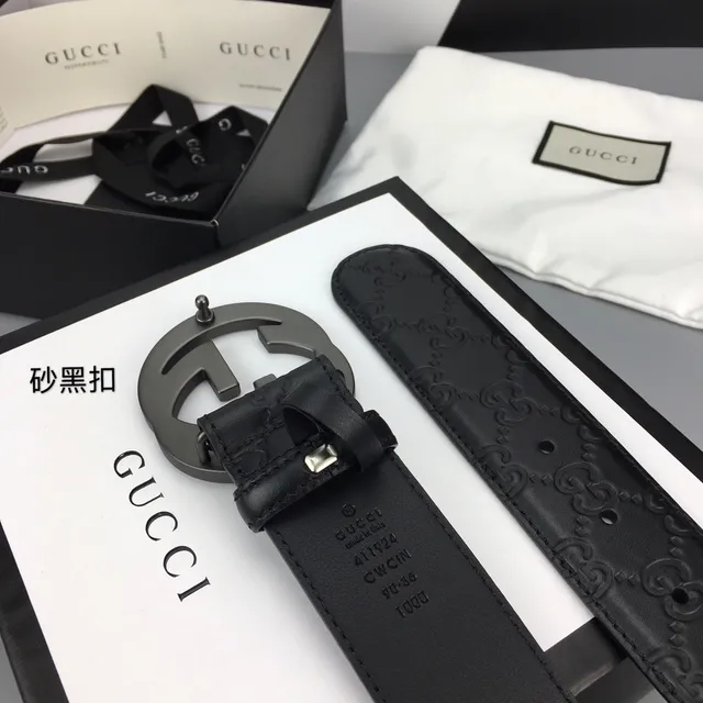 Gucci GG Marmont Black Embossed Leather Belt 8