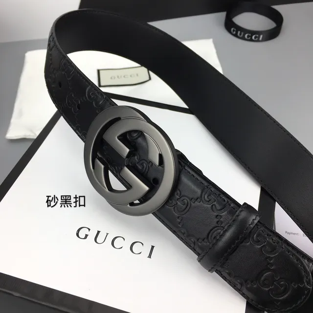 Gucci GG Marmont Black Embossed Leather Belt 9
