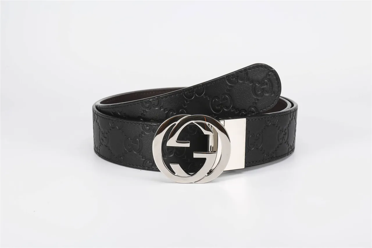 Gucci GG Marmont Black Silver Embossed Monogram Circular Interlocking G Buckle Leather Belt 5