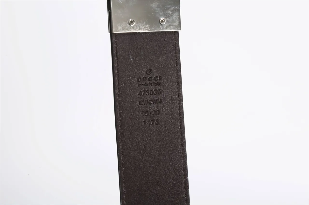 Gucci GG Marmont Black Silver Embossed Monogram Circular Interlocking G Buckle Leather Belt 8