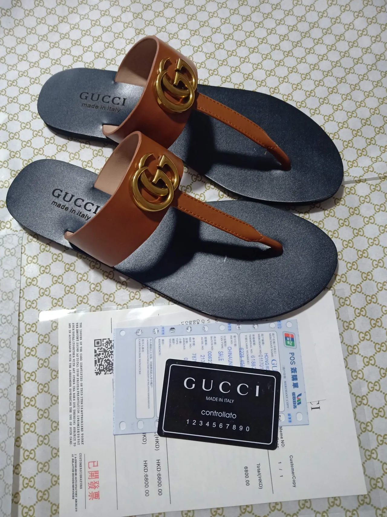 Gucci GG Marmont Marron Noir Interlocking Metal Hardware Sangle en Cuir Tan Sandales Casual 5