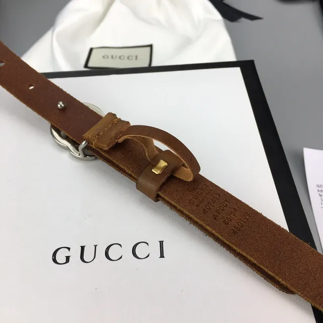 Gucci GG Marmont বাদামী স্যুড চামড়ার বেল্ট 8