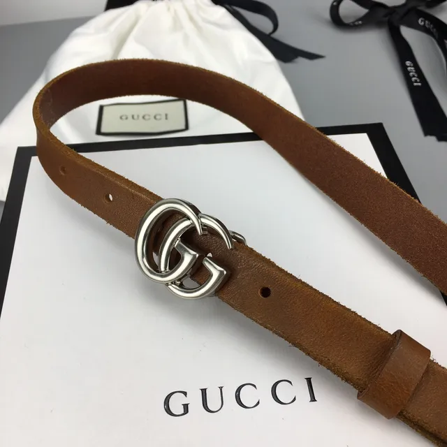 Gucci GG Marmont বাদামী স্যুড চামড়ার বেল্ট 9