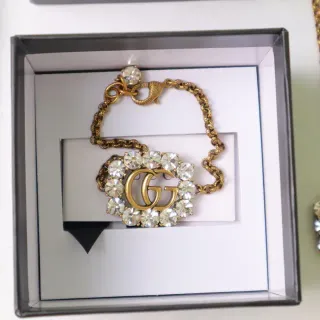 Gucci GG Marmont Crystal-Embellished Gold-Tone Chain Bracelet