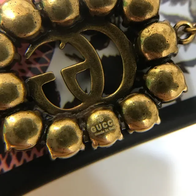 Gucci GG Marmont Crystal-Embellished Gold-Tone Chain Bracelet 3