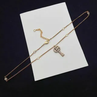 Gucci GG Marmont Crystal Key Pendant Gold-Tone Necklace
