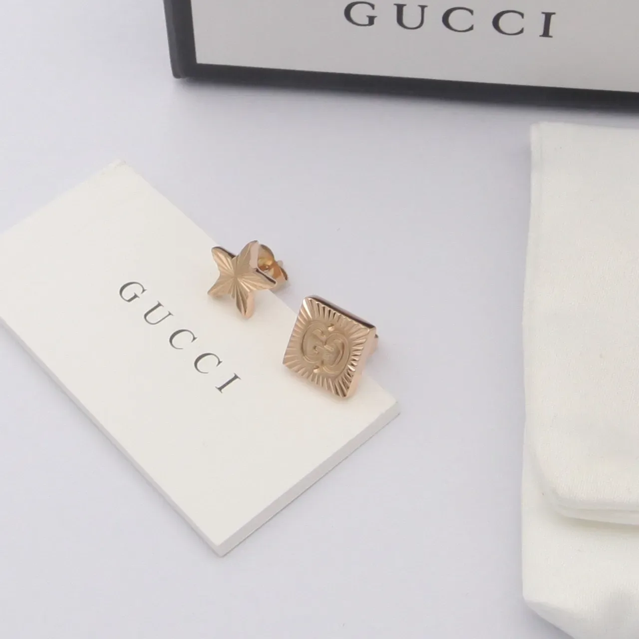 Gucci GG Marmont Gold Radial Sunburst Texture Earrings 3