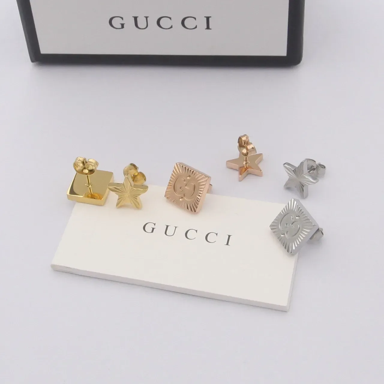 Gucci GG Marmont Gold Radial Sunburst Texture Earrings 4