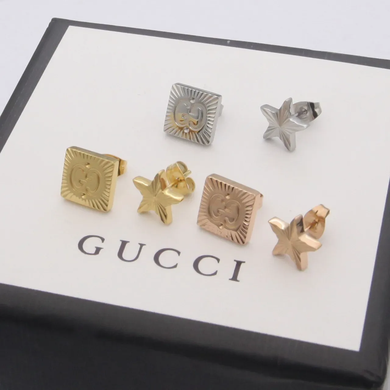 Gucci GG Marmont Gold Radial Sunburst Texture Earrings 6