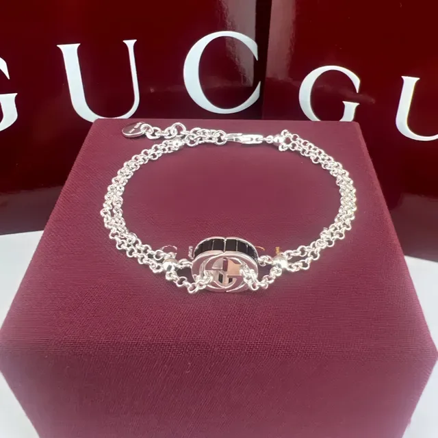 Gucci GG Marmont Interlocking G Black and Silver Necklace 5