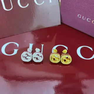Gucci GG Marmont Interlocking G Enamel Stripe Stud Earrings