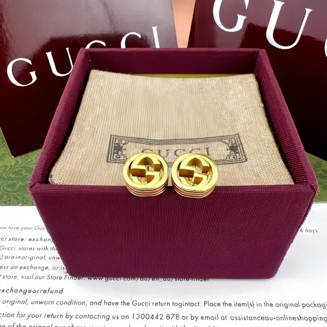 Gucci GG Marmont Interlocking G Enamel Stripe Stud Earrings 3