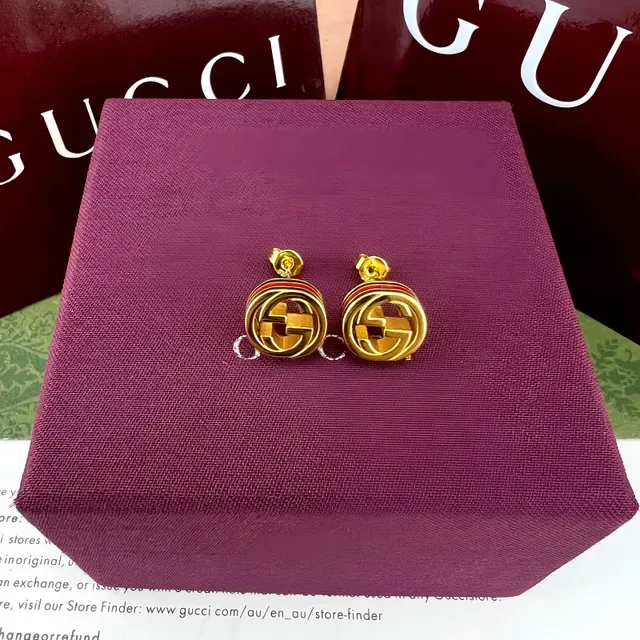 Gucci GG Marmont Interlocking G Enamel Stripe Stud Earrings 5