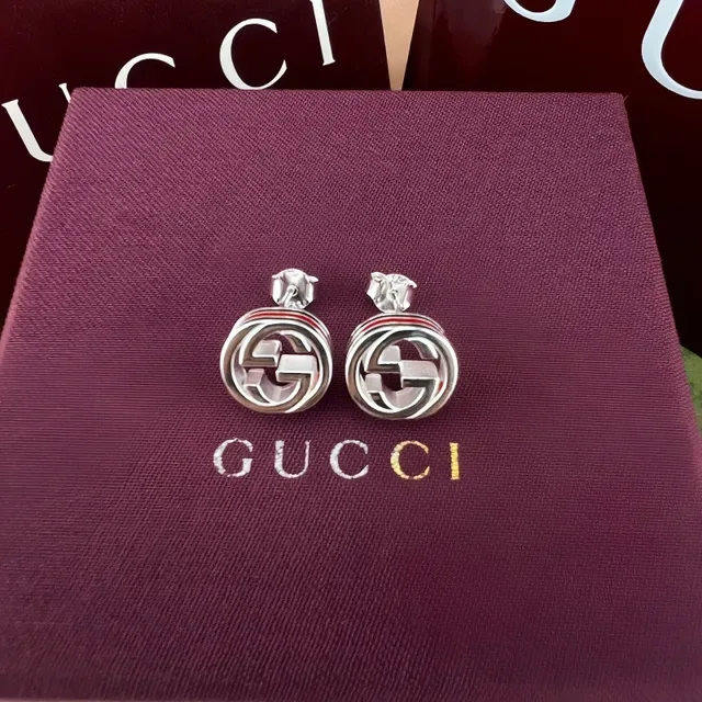 Gucci GG Marmont Interlocking G Enamel Stripe Stud Earrings 7