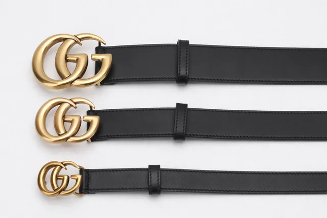 Gucci GG Marmont Interlocking G Gold-Tone Black Leather Belt 3