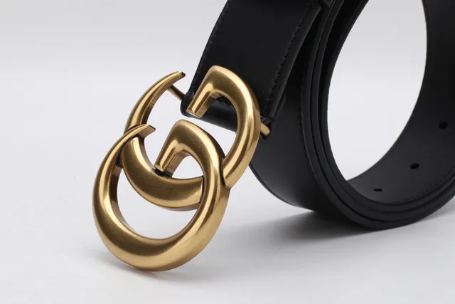 Gucci GG Marmont Interlocking G Gold-Tone Black Leather Belt 7