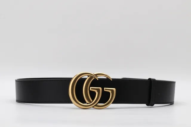 Gucci GG Marmont Interlocking G Gold-Tone Black Leather Belt 10