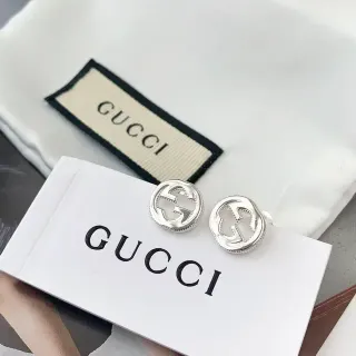 Gucci GG Marmont Interlocking G Silver-Tone Circular Stud Earrings