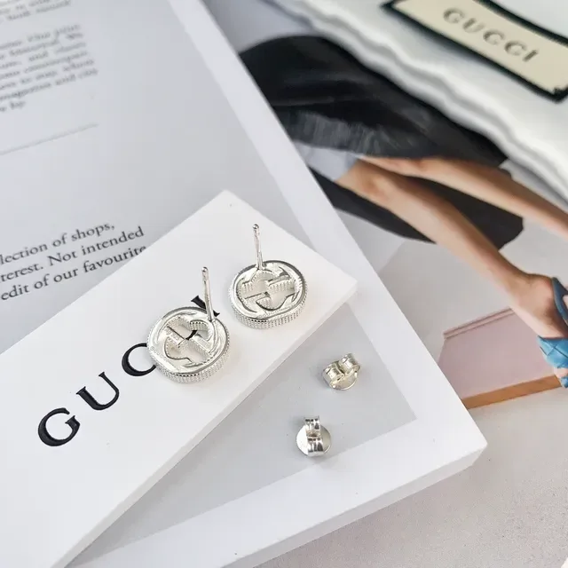 Gucci GG Marmont Interlocking G Silver-Tone Circular Stud Earrings 3