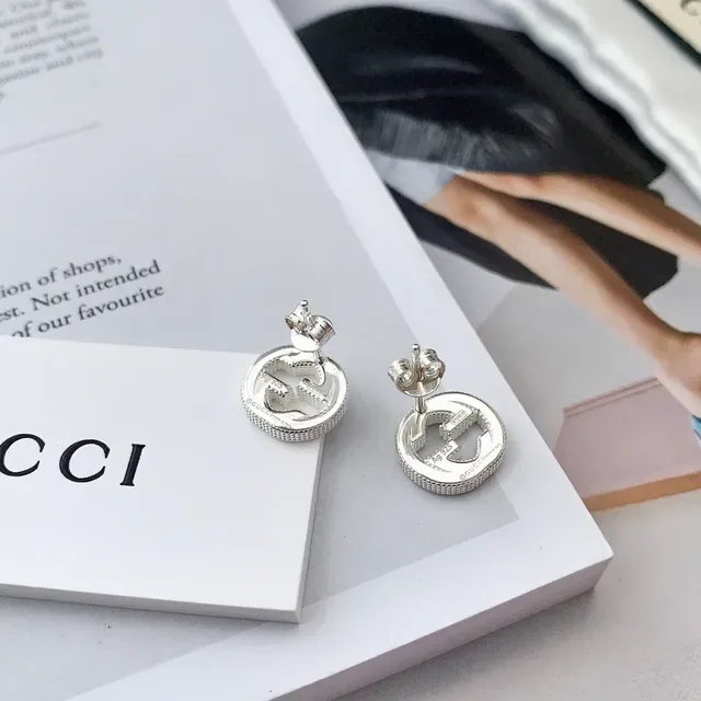 Gucci GG Marmont Interlocking G Silver-Tone Circular Stud Earrings 4