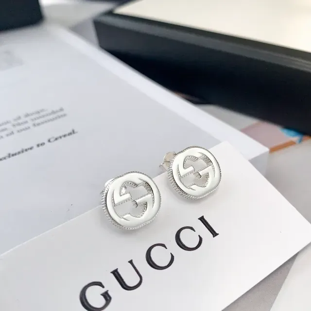 Gucci GG Marmont Interlocking G Silver-Tone Circular Stud Earrings 6