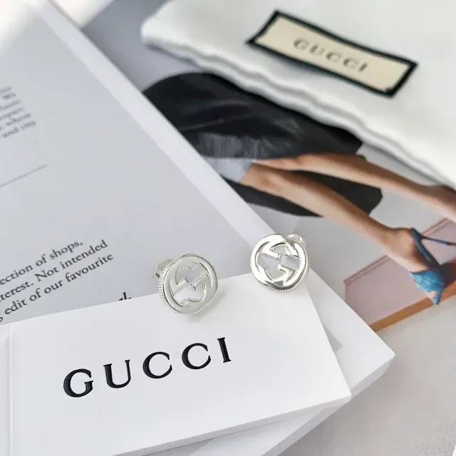 Gucci GG Marmont Interlocking G Silver-Tone Circular Stud Earrings 7