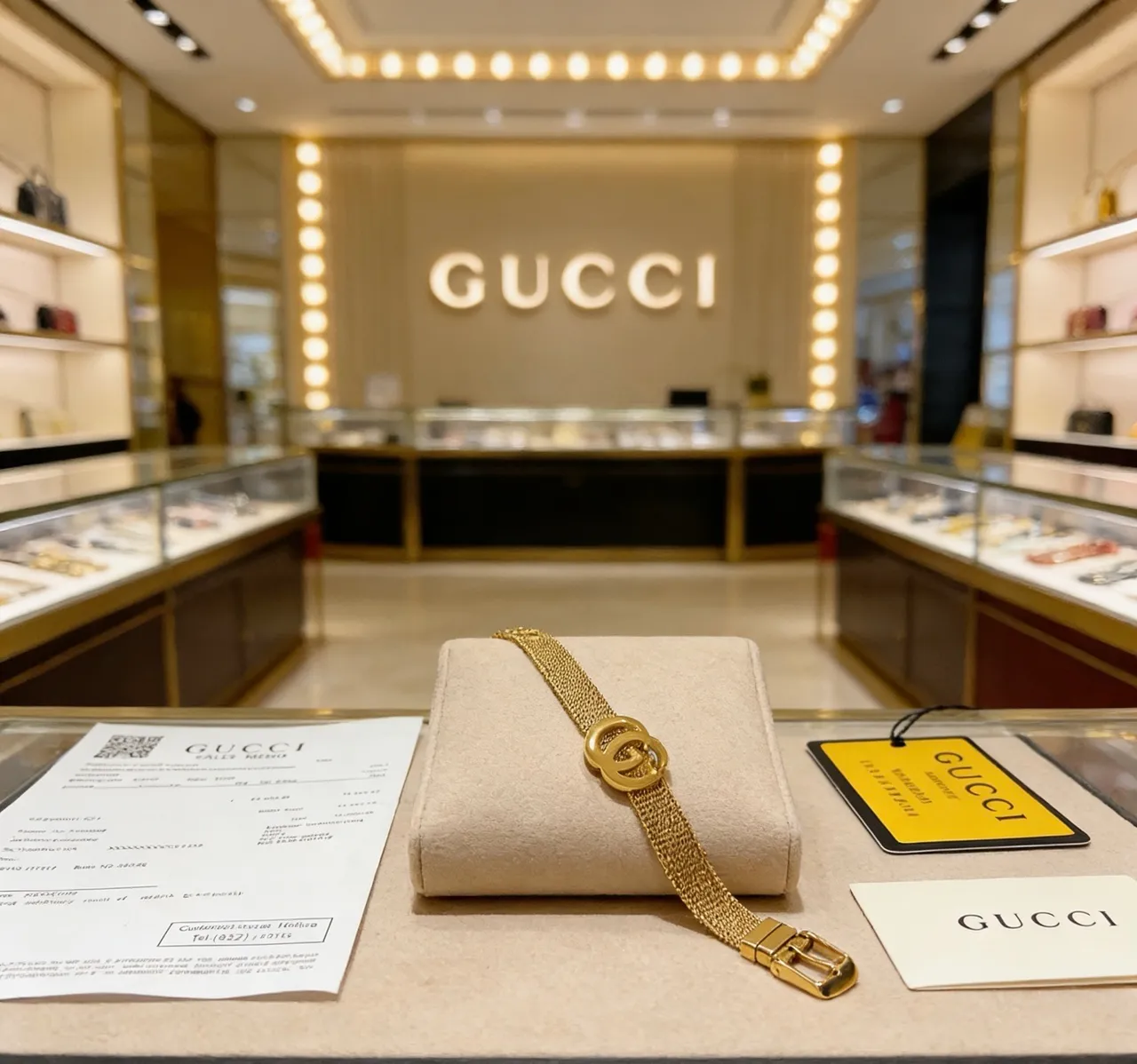 Gucci GG Marmont Mesh Choker Bracelet doré 3