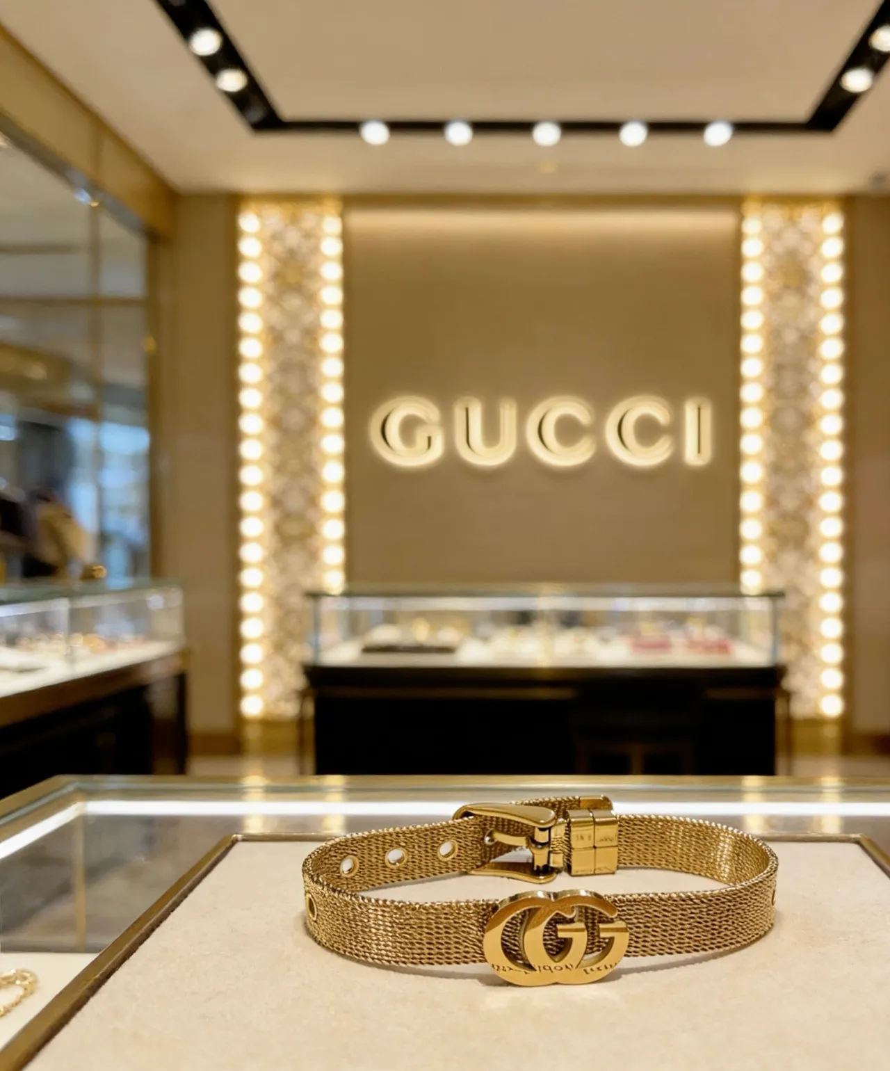 Gucci GG Marmont Mesh Choker Bracelet doré 5