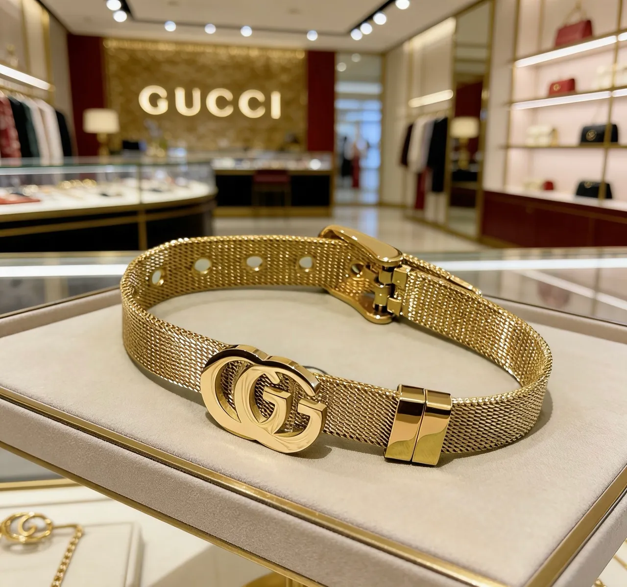 Gucci GG Marmont Mesh Choker Bracelet doré 8