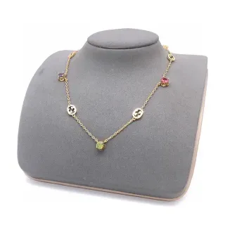 Gucci GG Marmont قلادة سلسلة بأحجار كريمة متعددة بلون ذهبي