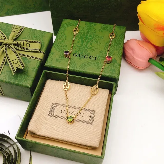 Gucci GG Marmont Multi-Gemstone Gold-Tone Chain Necklace 4