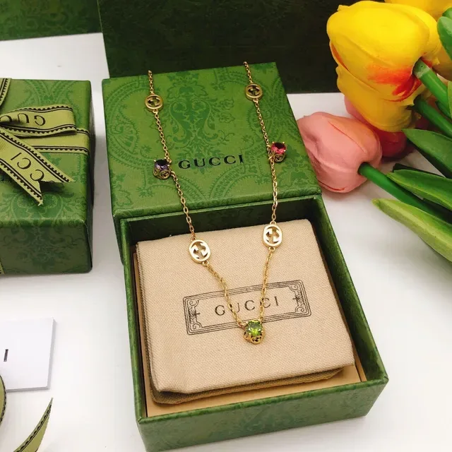 Gucci GG Marmont Multi-Gemstone Gold-Tone Chain Necklace 5