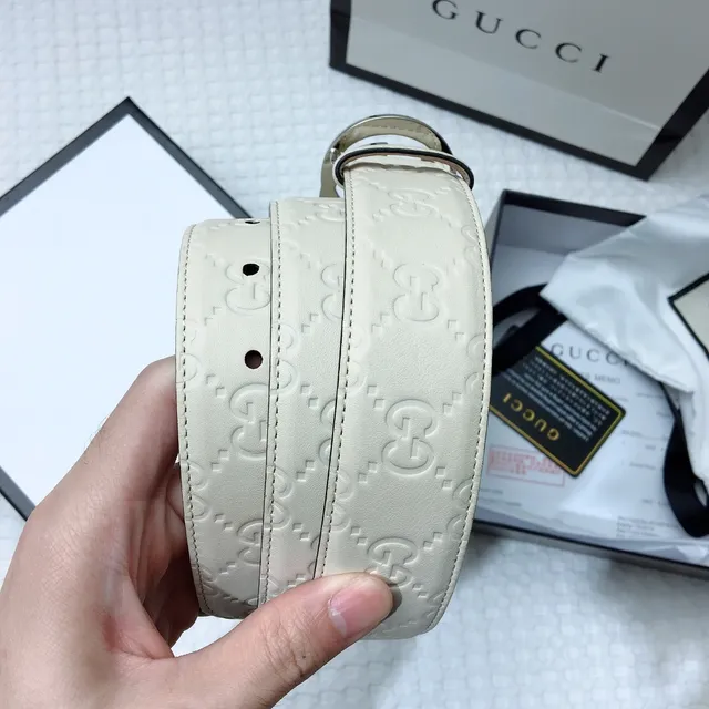 Gucci GG Marmont Off-White Leather Belt 2