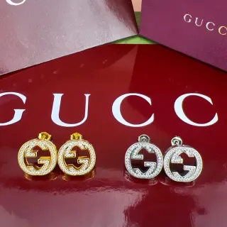 Gucci GG Marmont Pavé Crystal Double G Stud Earrings