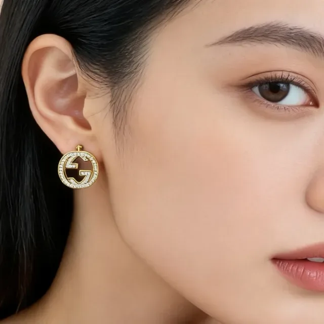 Gucci GG Marmont Pavé Crystal Double G Stud Earrings 3