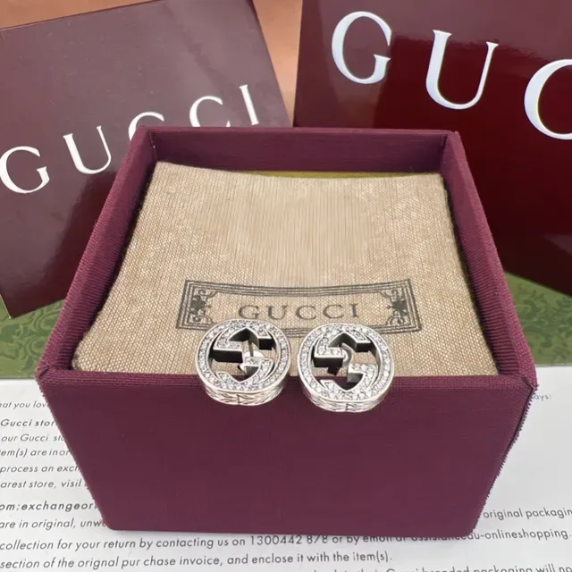 Gucci GG Marmont Pavé Crystal Double G Stud Earrings 4
