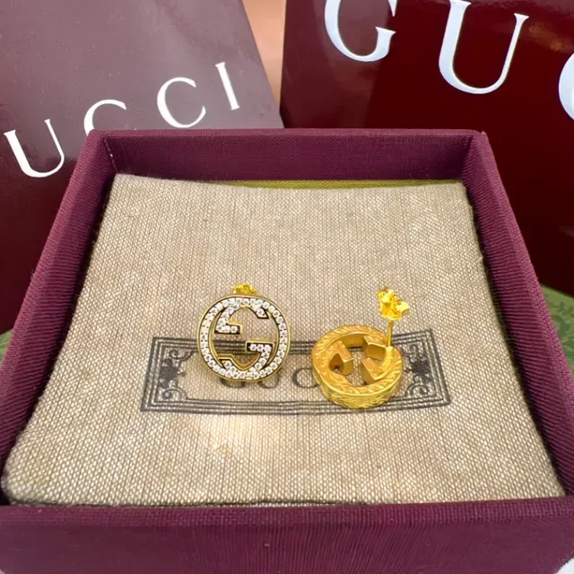 Gucci GG Marmont Pavé Crystal Double G Stud Earrings 5