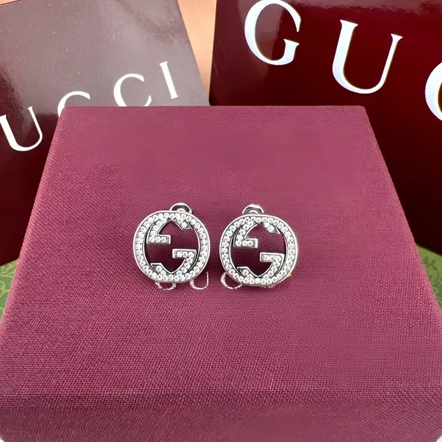 Gucci GG Marmont Pavé Crystal Double G Stud Earrings 8