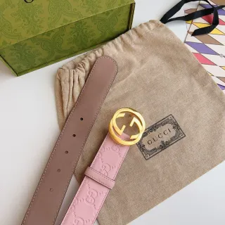 Gucci GG Marmont Pink and Tan Leather Belt