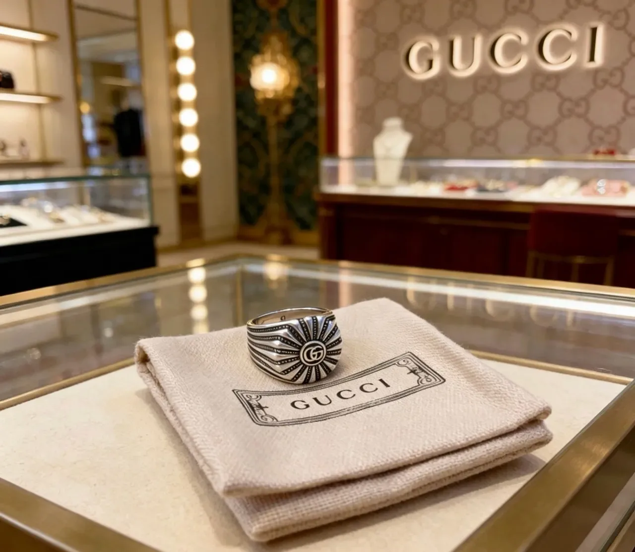 Gucci GG Marmont Sunburst Wide Band Ring 7