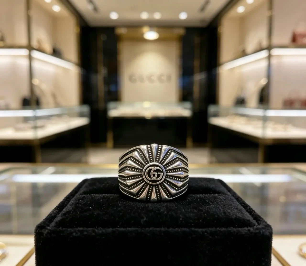 Gucci GG Marmont Sunburst Wide Band Ring 9