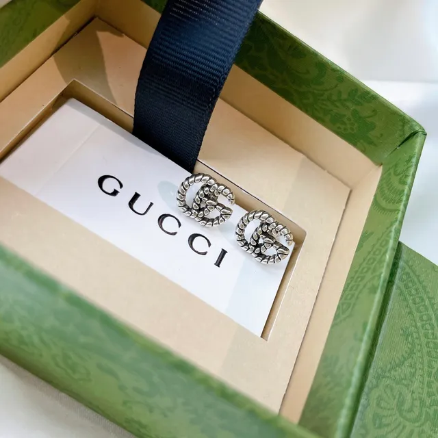 Gucci GG Marmont Textured Rope Interlocking G Stud Earrings 9