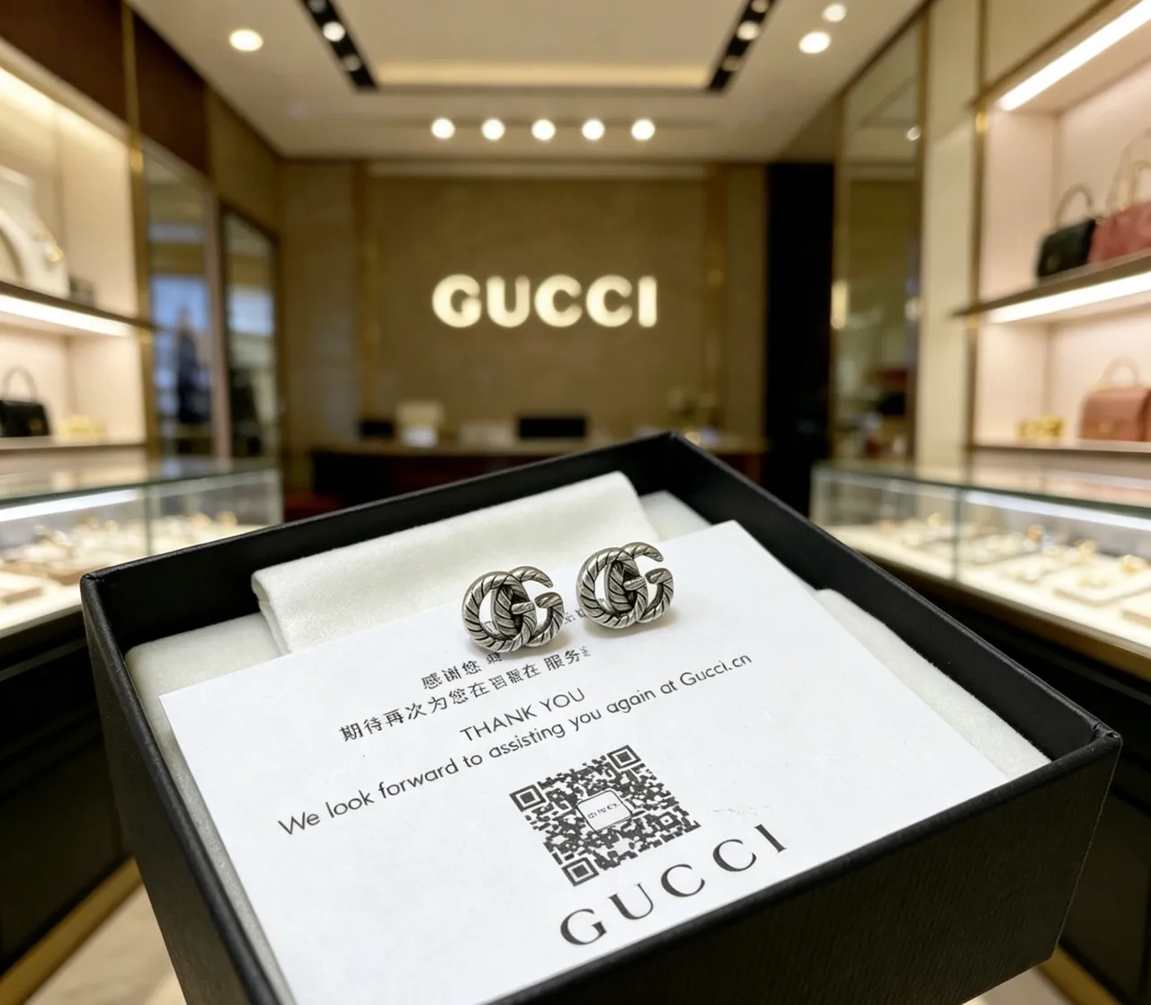 Gucci GG Marmont Twisted Rope Interlocking G Stud Earrings 8