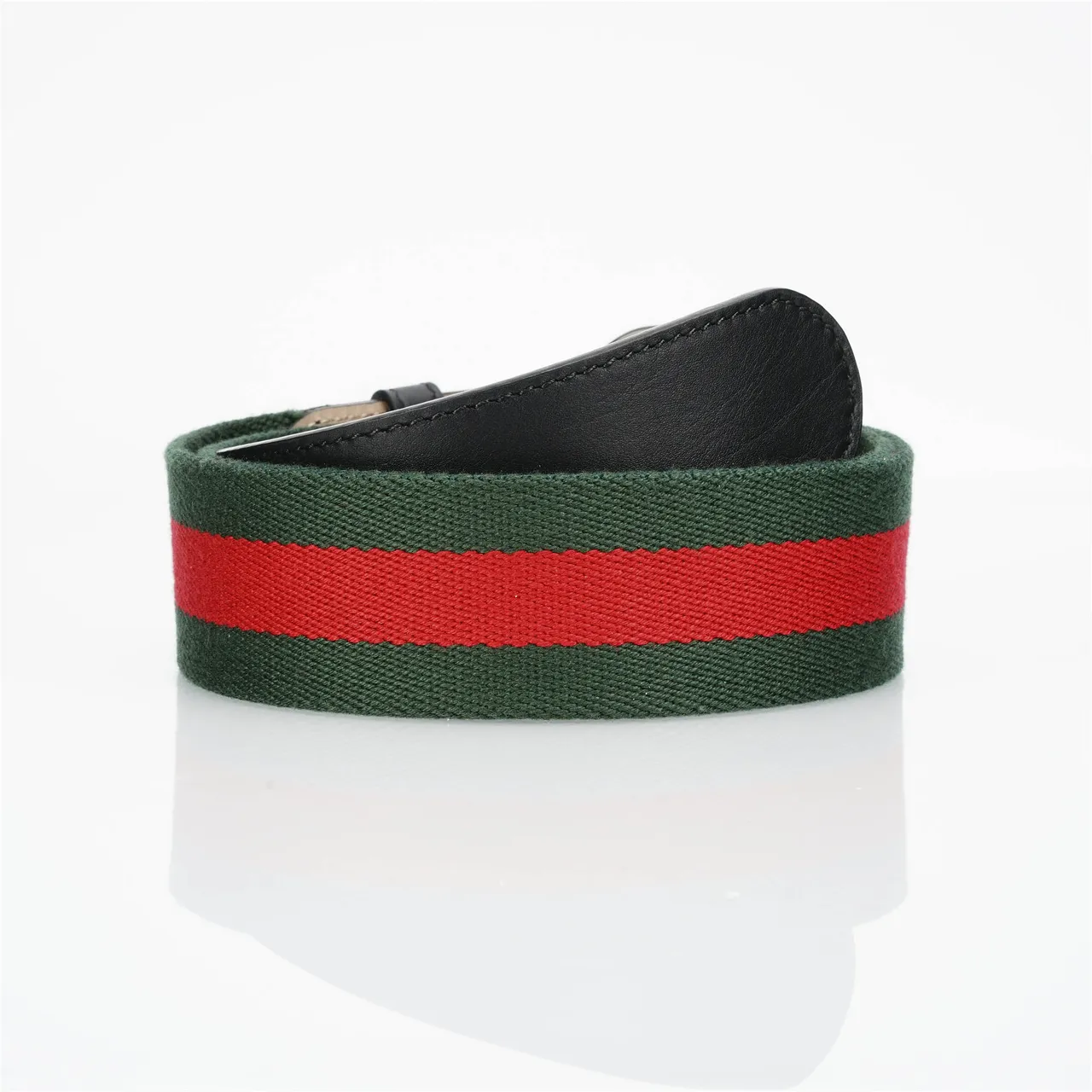 Gucci GG Marmont Web Stripe Black Green Red Leather Belt 3