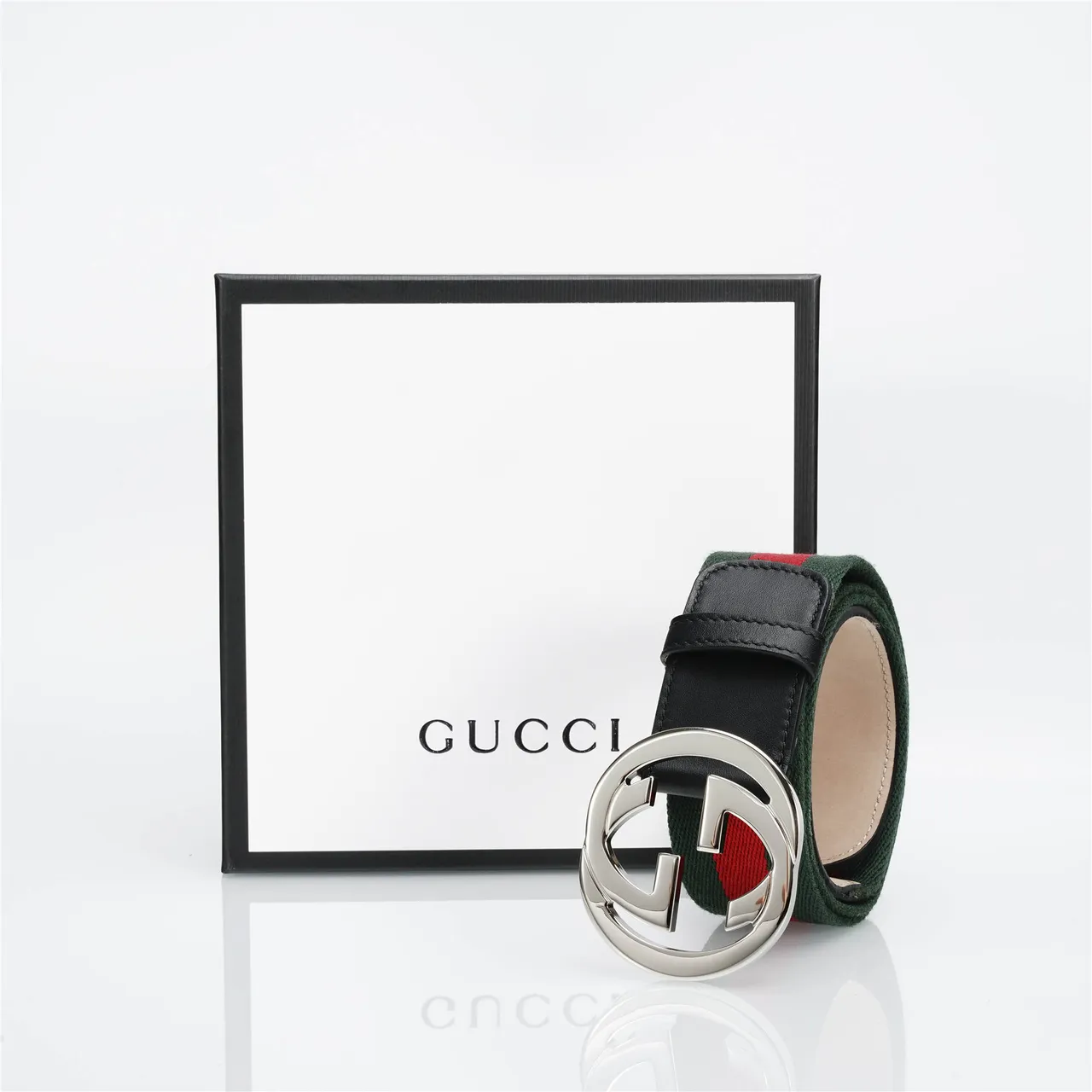 Gucci GG Marmont Web Stripe Black Green Red Leather Belt 5