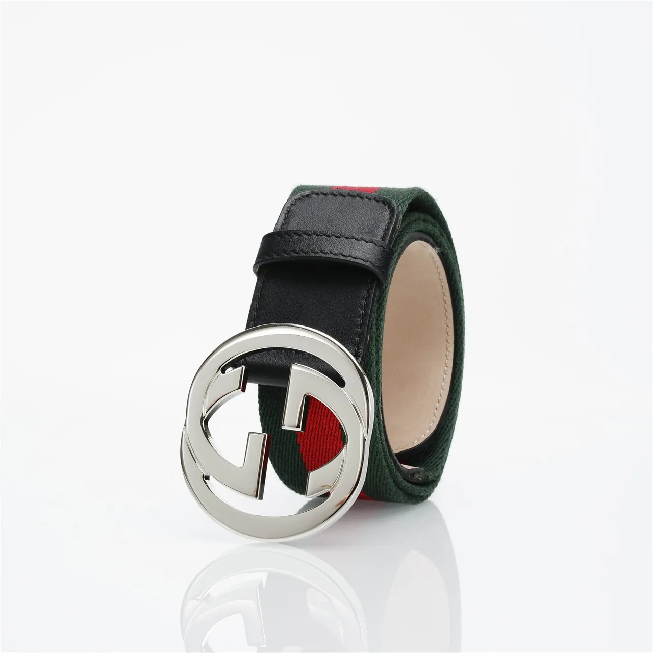 Gucci GG Marmont Web Stripe Black Green Red Leather Belt 6