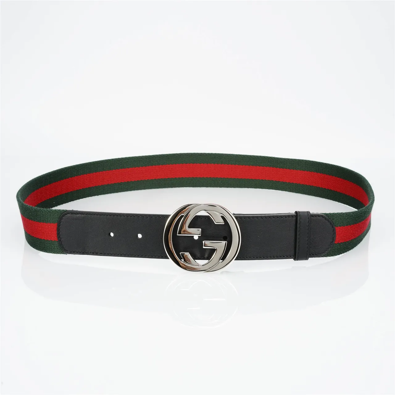 Gucci GG Marmont Web Stripe Black Green Red Leather Belt 9