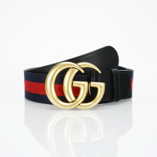 Gucci GG Marmont Web Stripe Leather Belt