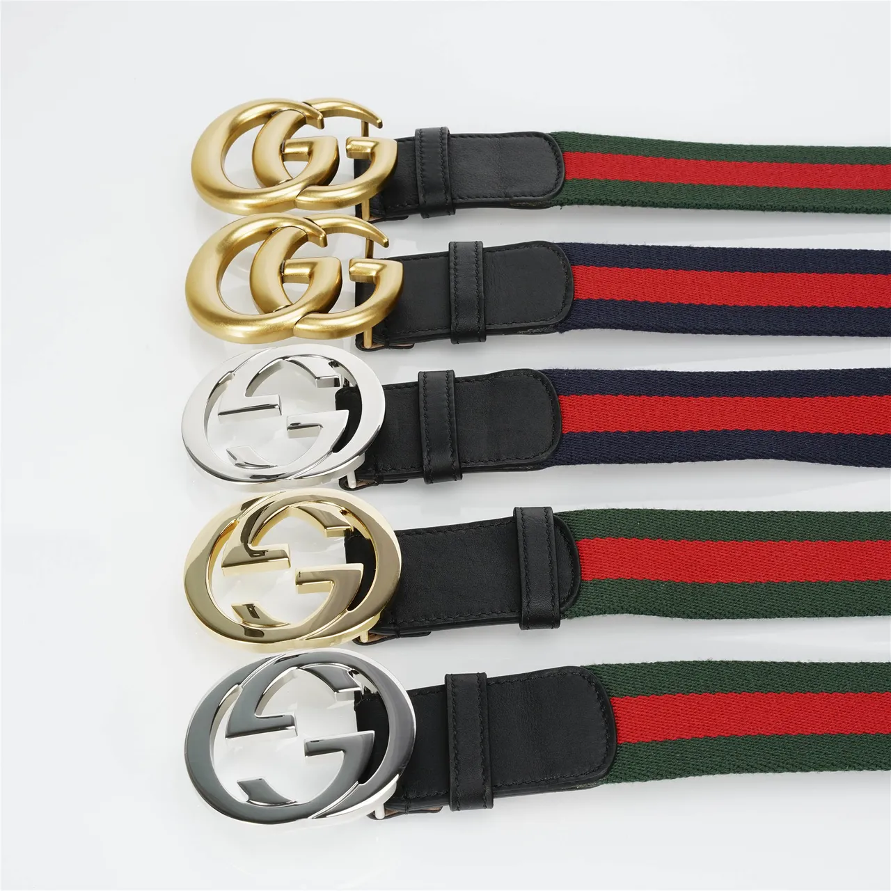 Gucci GG Marmont Web Stripe Leather Belt 2