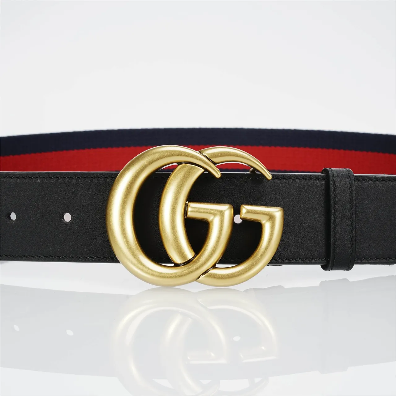 Gucci GG Marmont Web Stripe Leather Belt 7